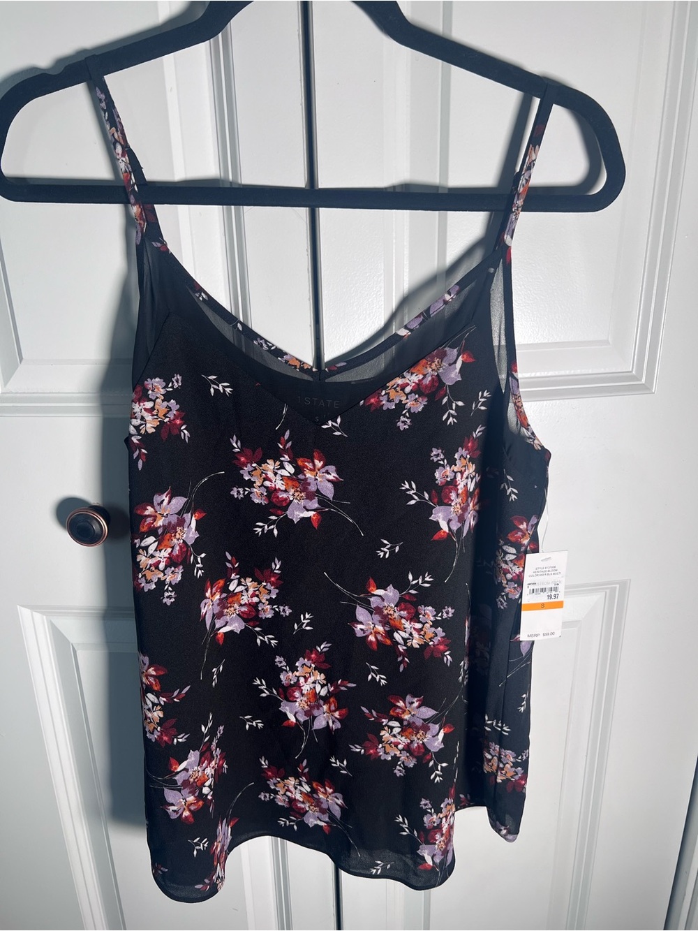 1. State Black Floral Spaghetti Strap Cami NWT